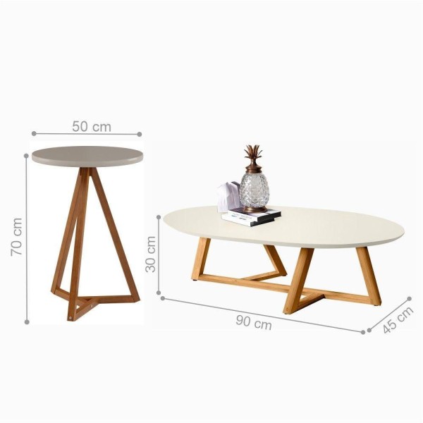 Encontraproduto.com.br - Jogo Mesa Lateral E De Centro Rogers Off White Amêndoa
