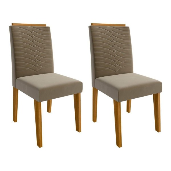 Conjunto 2 Cadeiras De Jantar Mdf Clarice Cimol Nature/joli Nature/joli