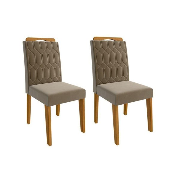 Cadeira Sala De Jantar Paola Kit 2 Un Nature/suede Joli - Cimol