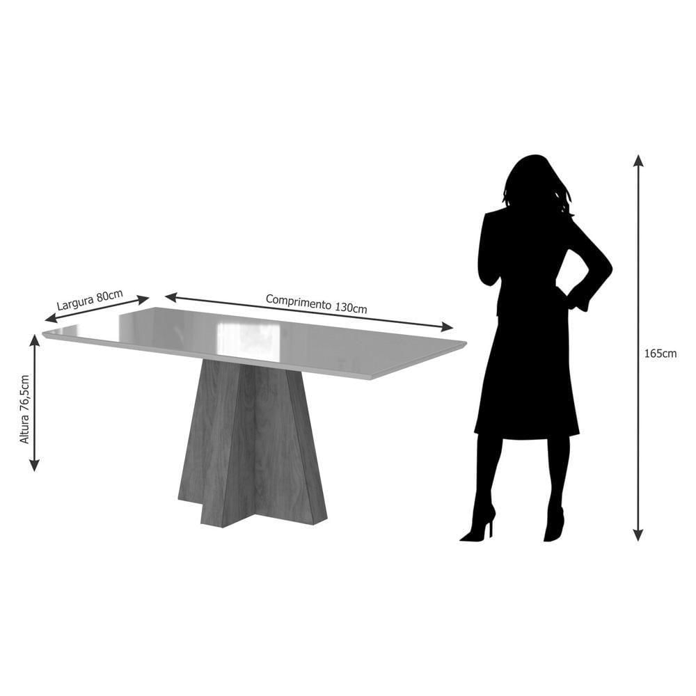 Sala de Jantar Completa Patricia C/ Tampo 130cm + 4 Cadeiras Maia Nature Gengibre