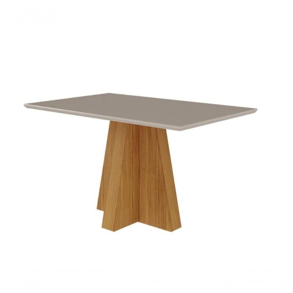 Conjunto Sala De Jantar 130x80 Tampo Mdf/vidro 4 Cadeiras Tais Cimol Nature/offwhite