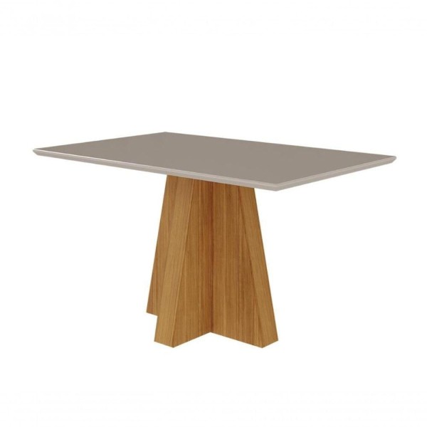 Conjunto Sala De Jantar 130x80 Tampo Mdf/vidro 4 Cadeiras Cimol Nature/off White/madeira/joli