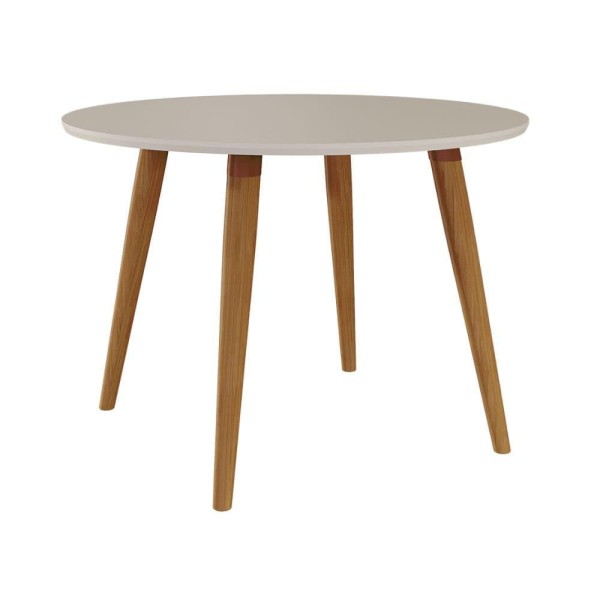 Mesa De Sala Jantar Dani C-tampo Madeirado Vidro 110cm Nature-off White - Cimol