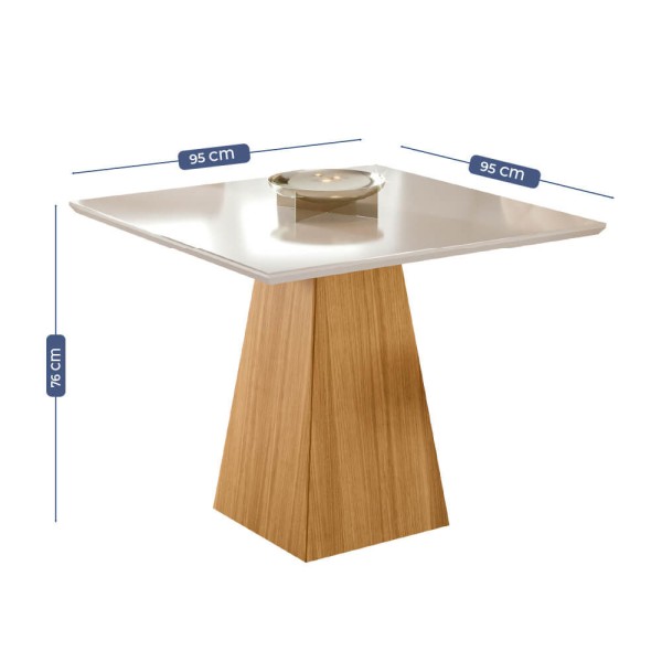 Encontraproduto.com.br - Mesa Cimol Sabrine 95x95cm com Tampo de Vidro - Nature/Off White