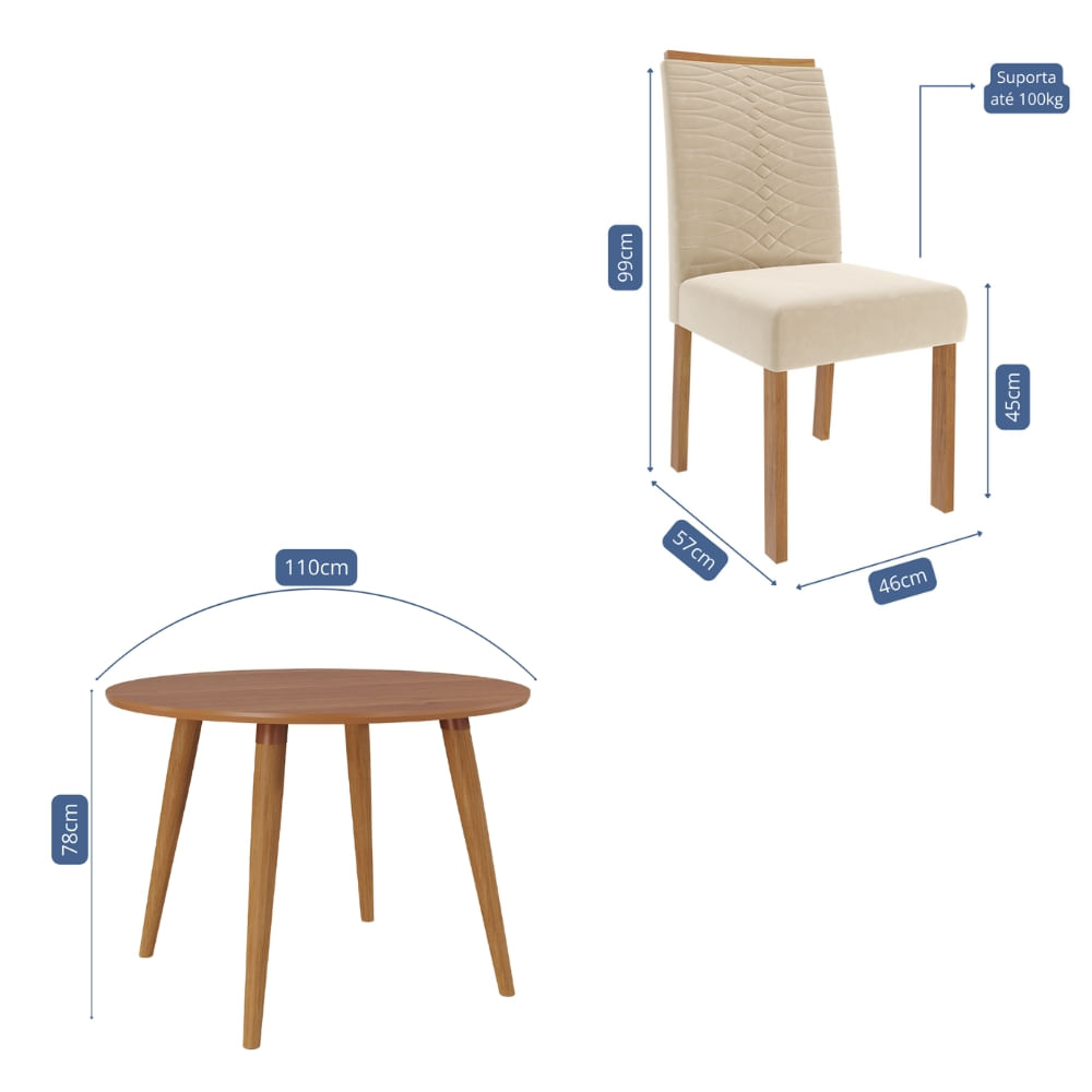 Encontraproduto.com.br - Conjunto Sala de Jantar Mesa Dani com 4 Cadeira em MDF Clarice Cimol