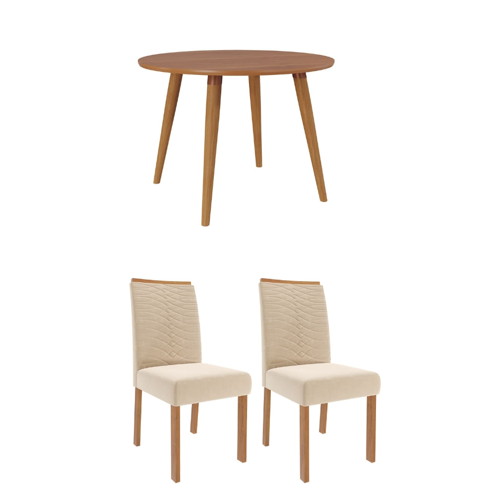 Encontraproduto.com.br - Conjunto Sala de Jantar Mesa Dani com 4 Cadeira em MDF Clarice Cimol