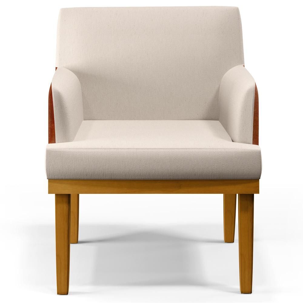Encontraproduto.com.br - Kit 04 Poltronas Estar Linho Cru Couríssimo Camel
