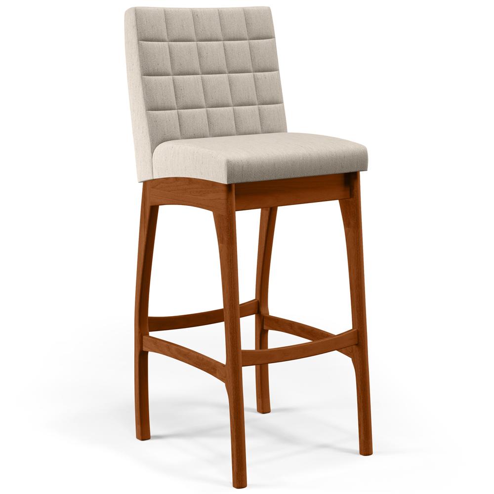 Banqueta Alta Para Cozinha Sala de Jantar Fixa Mila L02 Linho Cru - Lyam Decor