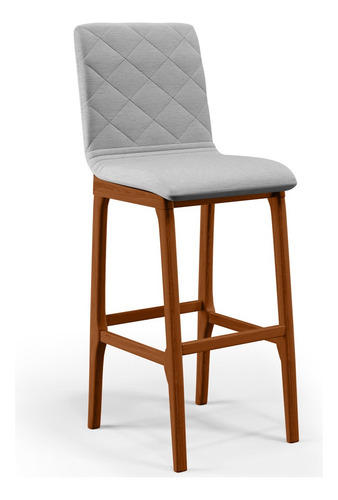 Banqueta Alta Para Cozinha Sala de Jantar Fixa Zoe B04 Linho Bege - Lyam Decor