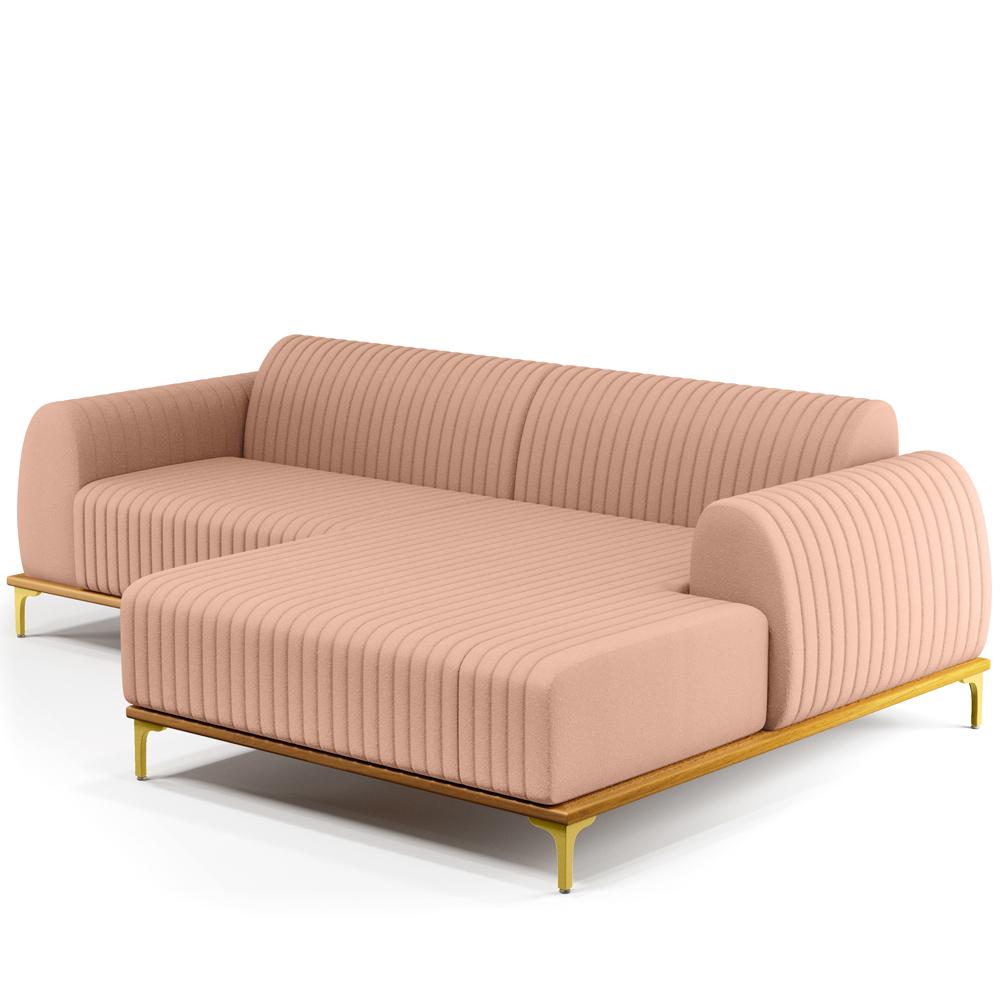 Encontraproduto.com.br - Sofá 5 Lugares Com Chaise De Estar Molino 320cm Rosê C-105