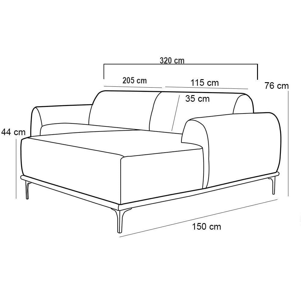 Encontraproduto.com.br - Sofá 5 Lugares Com Chaise De Estar Molino 320cm Rosê C-105
