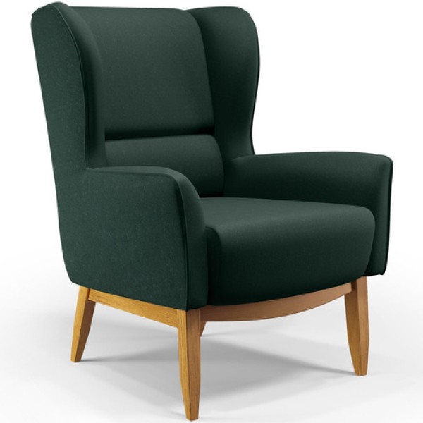 Encontraproduto.com.br - Poltrona Fixa Base De Madeira Milena D02 Linho Verde C-117
