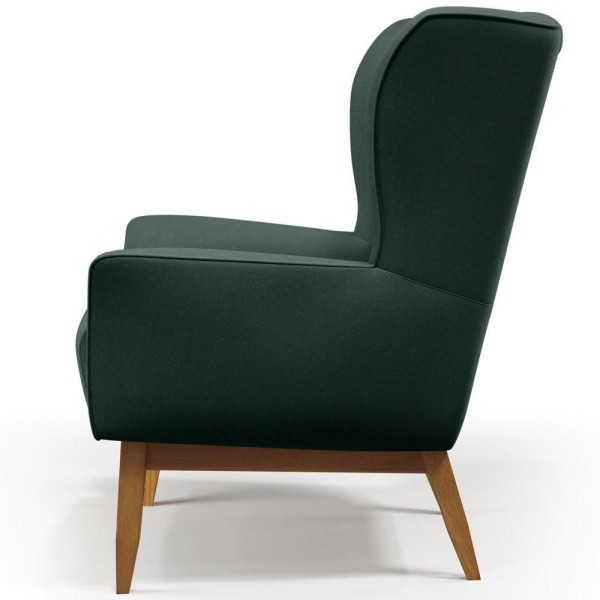 Encontraproduto.com.br - Poltrona Fixa Base De Madeira Milena D02 Linho Verde C-117