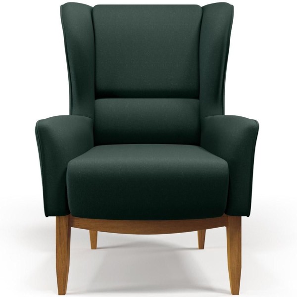 Encontraproduto.com.br - Poltrona Fixa Base De Madeira Milena D02 Linho Verde C-117