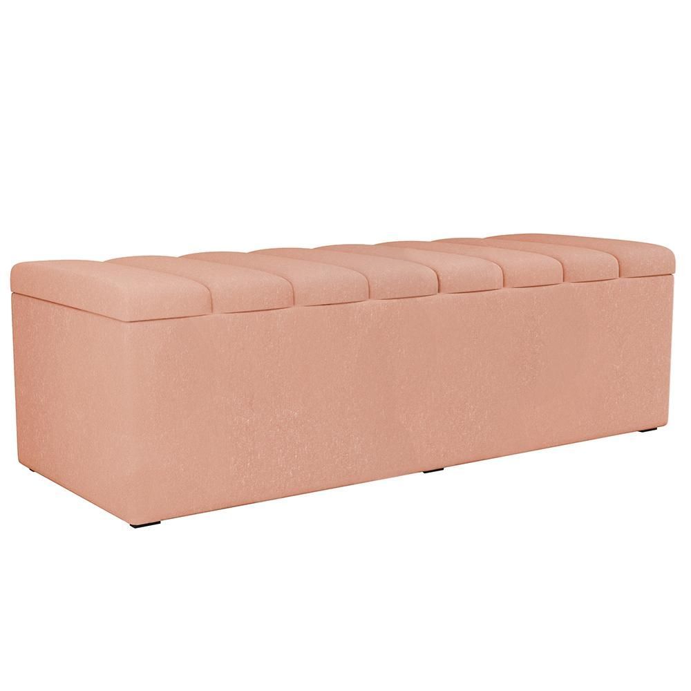 Kit Cabeceira Casal Queen 160cm Com Calçadeira Baú Rosê