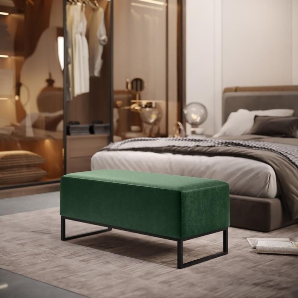 Encontraproduto.com.br - Kit 02 Puff Cléo W01 Base De Ferro 90cm Facto Verde Musgo