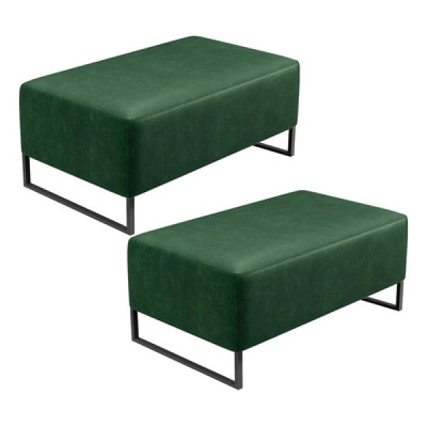 Encontraproduto.com.br - Kit 02 Puff Cléo W01 Base De Ferro 90cm Facto Verde Musgo