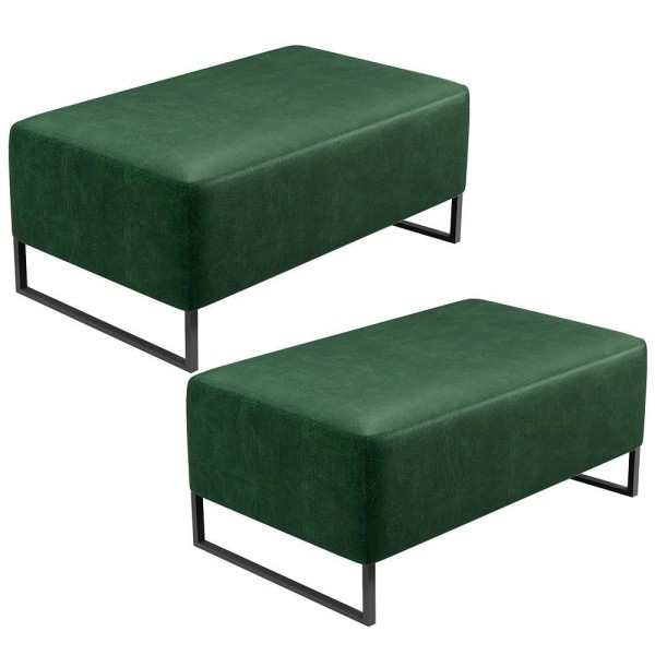 Encontraproduto.com.br - Kit 02 Puff Cléo W01 Base De Ferro 90cm Facto Verde Musgo