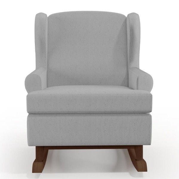 Encontraproduto.com.br - Poltrona De Amamentação Com Balanço Malu Base De Madeira P02 Linho Cinza - Lyam Decor