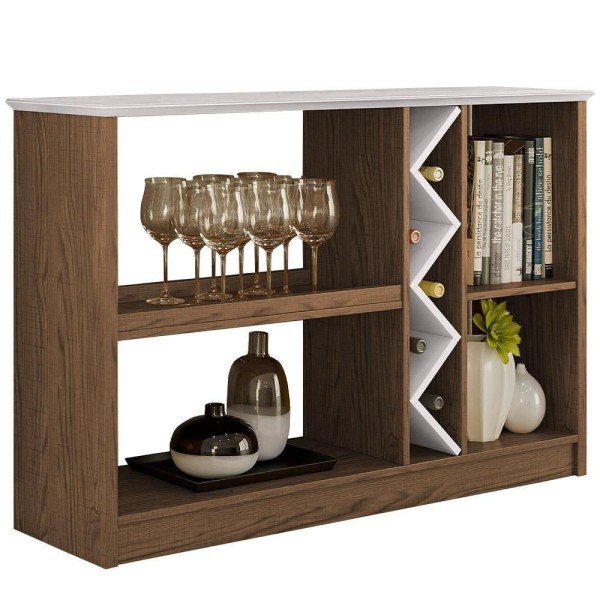 Encontraproduto.com.br - Aparador Buffet Com Nicho Adega Atlanta N1 Imbuia Off White