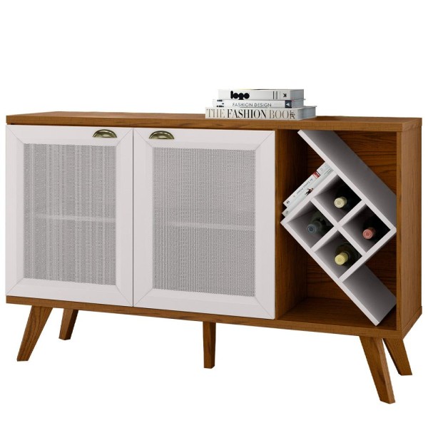 Encontraproduto.com.br - Balcão Buffet 2 Portas Com Nicho Adega Ypê Off White