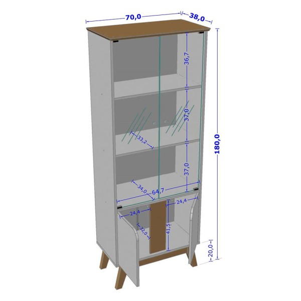 Encontraproduto.com.br - Cristaleira Para Sala De Jantar Com 04 Portas Madri B02 Off White Cinamomo - Lyam Decor