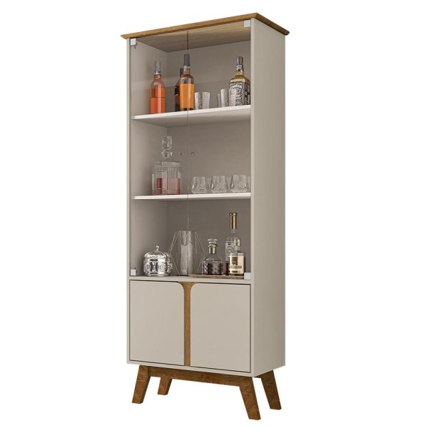 Encontraproduto.com.br - Cristaleira Para Sala De Jantar Com 04 Portas Madri B02 Off White Cinamomo - Lyam Decor