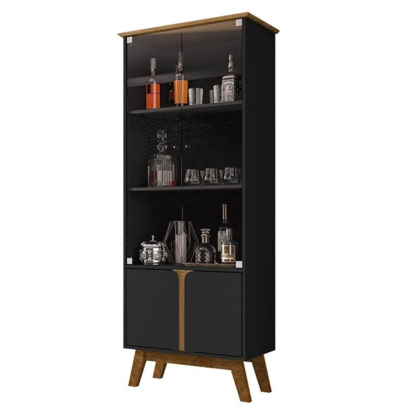 Encontraproduto.com.br - Cristaleira Com 04 Portas Madri B02 Preto Fosco Cinamomo