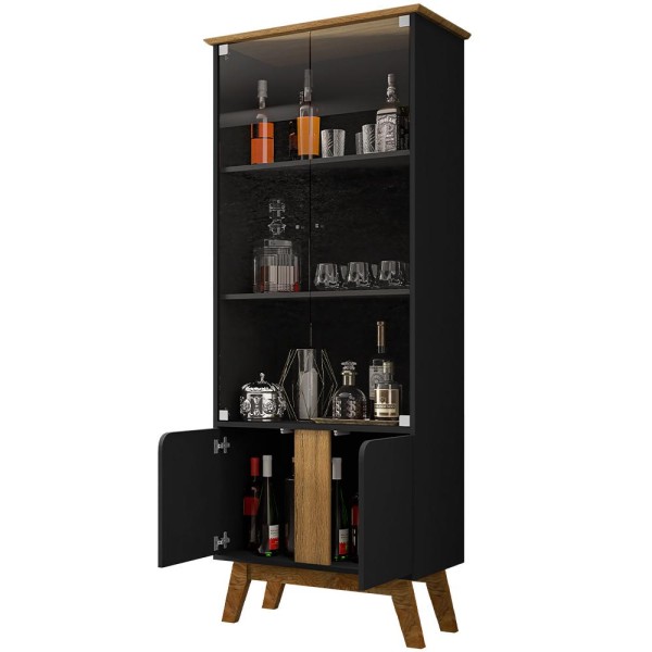 Encontraproduto.com.br - Cristaleira Com 04 Portas Madri B02 Preto Fosco Cinamomo