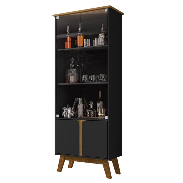 Encontraproduto.com.br - Cristaleira Com 04 Portas Madri B02 Preto Fosco Cinamomo