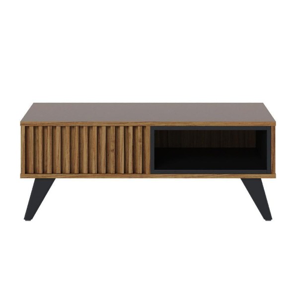 Encontraproduto.com.br - Kit Aparador Com Mesa De Centro 1 Gaveta Preto Noce Milano