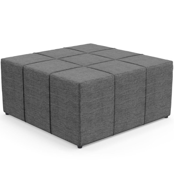Puff Quadrado Milano 90x90cm W01 Linho Cinza Escuro