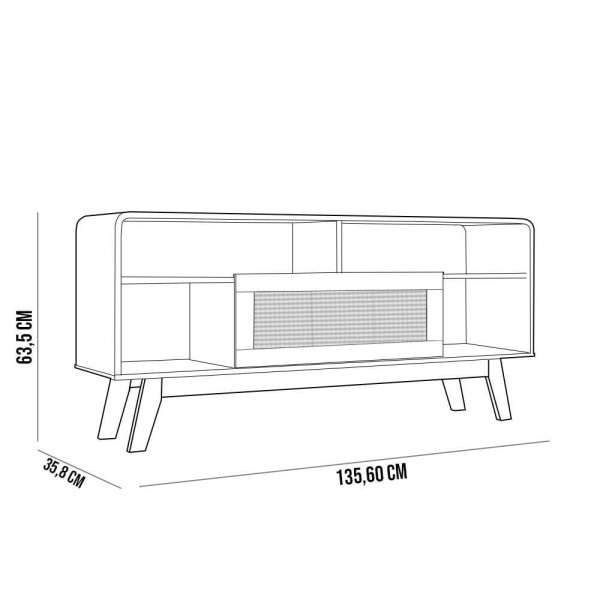 Encontraproduto.com.br - Rack 01 Porta Lazuli 135 Cm Off White Cinamomo Rattan