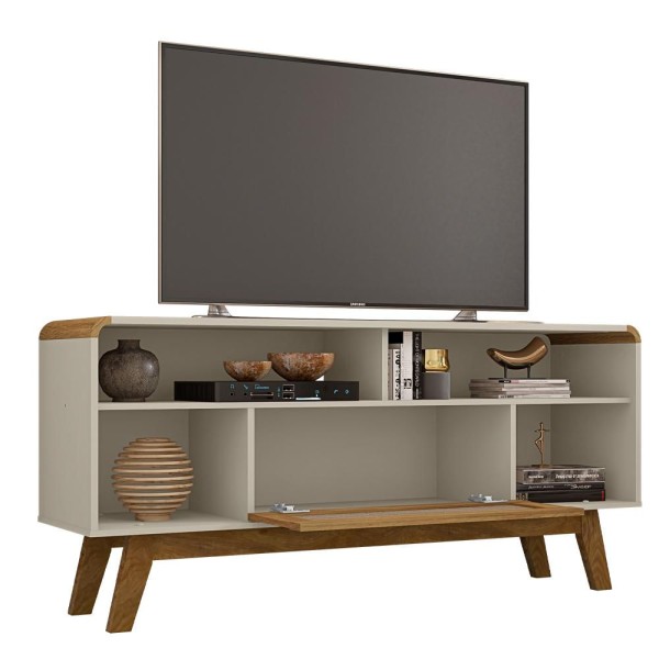 Encontraproduto.com.br - Rack 01 Porta Lazuli 135 Cm Off White Cinamomo Rattan