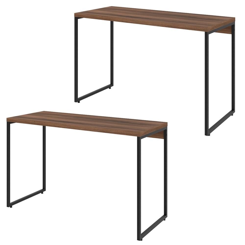 Encontraproduto.com.br - Kit 02 Mesas Escritório E Aspen 120Cm C01 Nogal