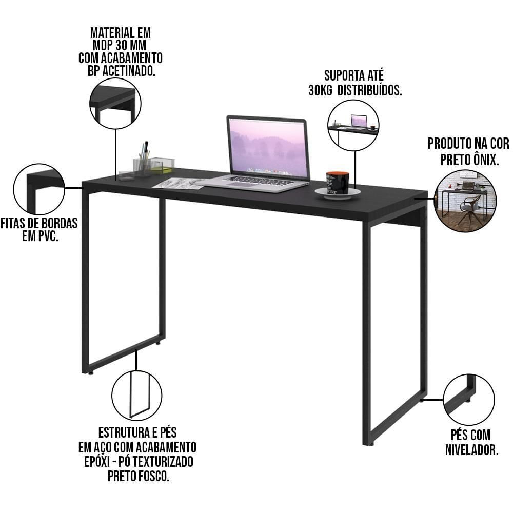 Encontraproduto.com.br - Kit 02 Mesas Escritório E Home Office Aspen 120 Cm C01 Onix