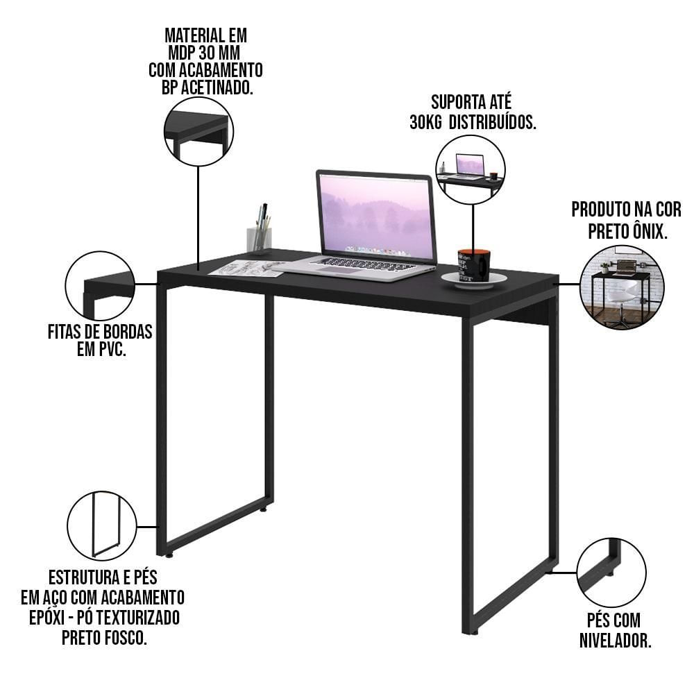 Encontraproduto.com.br - Kit 02 Mesas Escritório E Home Office Aspen 90 Cm C01 Onix