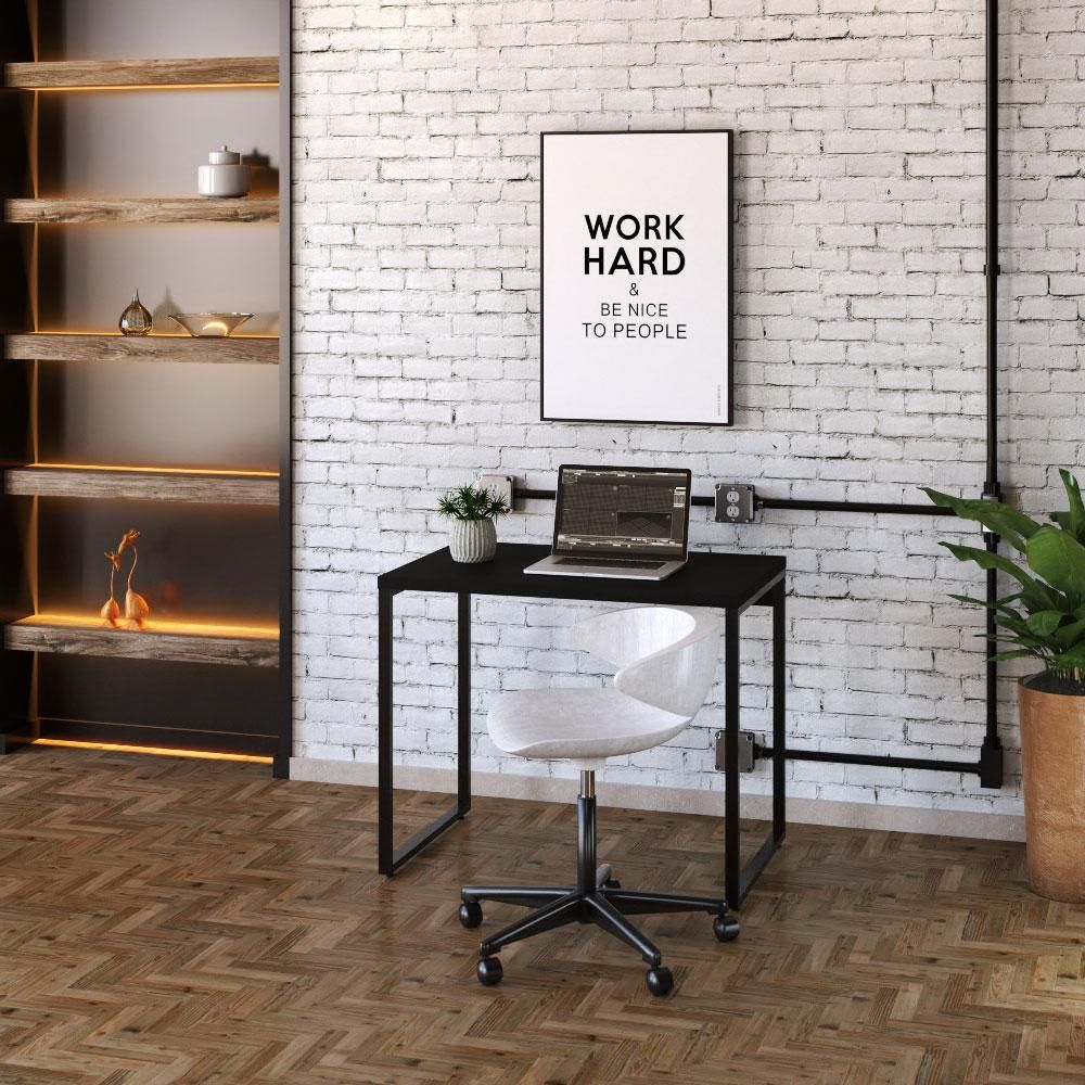 Encontraproduto.com.br - Kit 02 Mesas Escritório E Home Office Aspen 90 Cm C01 Onix
