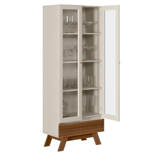 Encontraproduto.com.br - Cristaleira Para Sala De Jantar 02 Portas 01 Gaveta Geórgia L05 Off White Freijó - Lyam Decor