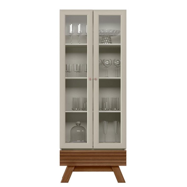 Encontraproduto.com.br - Cristaleira Para Sala De Jantar 02 Portas 01 Gaveta Geórgia L05 Off White Freijó - Lyam Decor
