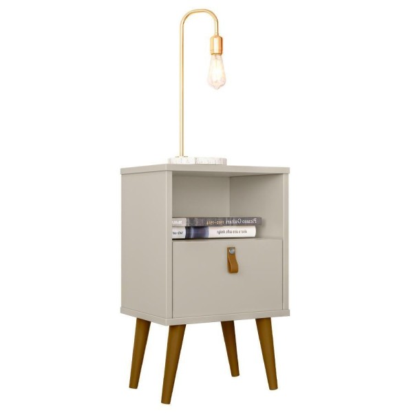Encontraproduto.com.br - Kit Cabeceira Casal 240cm Celine Com Mesa De Cabeceira 01 Gaveta Loreta L05 Off White - Lyam Decor