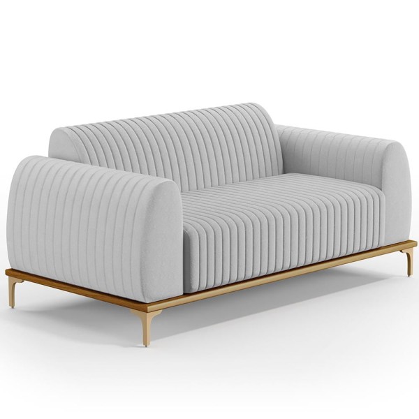 Encontraproduto.com.br - Kit Sofá 3 Lugares 210cm Com 2 Poltronas Molino Pés Douro D02 Linho Cinza D-315 - Lyam Decor
