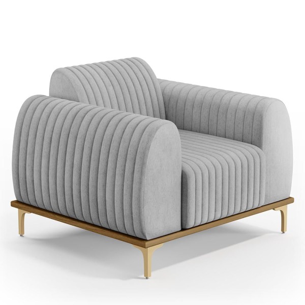 Encontraproduto.com.br - Kit Sofá 3 Lugares 210cm Com 2 Poltronas Molino Pés Douro D02 Linho Cinza D-315 - Lyam Decor