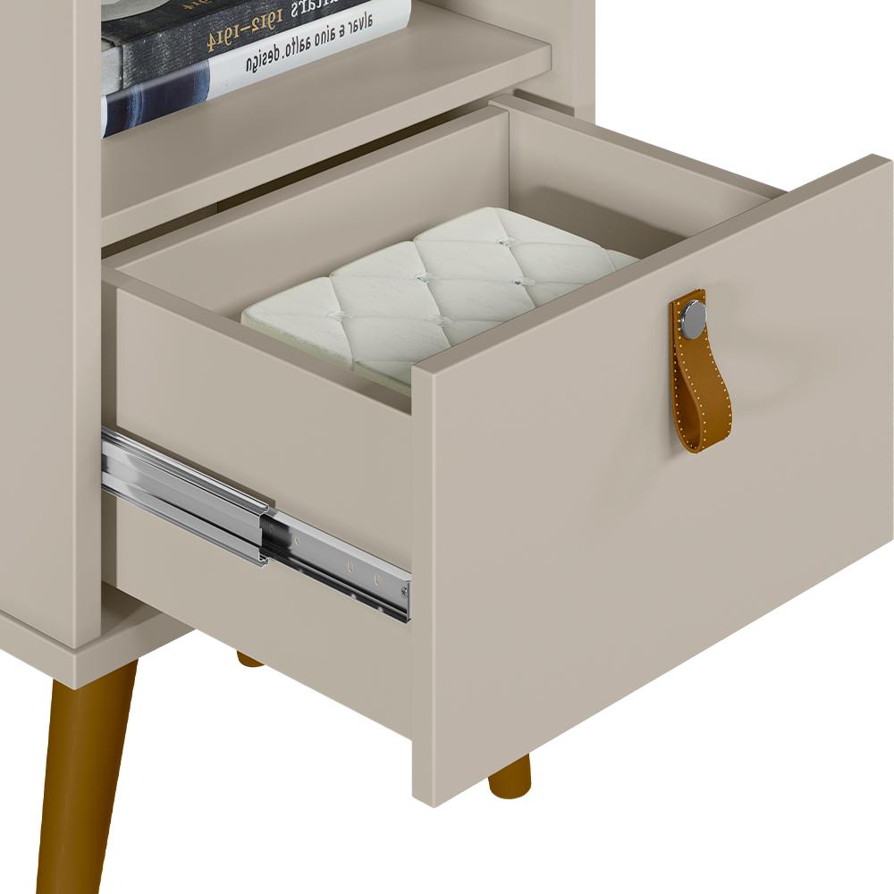 Encontraproduto.com.br - Mesa De Cabeceira Com 01 Gaveta 01 Nicho 04 Pés em Madeira Loreta L05 Off White - Lyam Decor