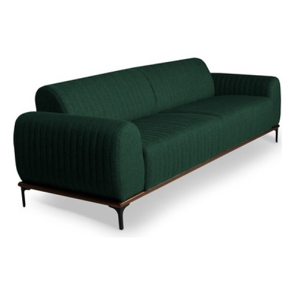 Sofá 3 Lugares Para Sala De Estar Molino 210cm D02 Pés Douro Veludo Azul Marinho C-304 - Lyam Decor
