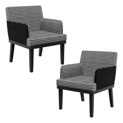 Kit 02 Poltronas Base Preto Suede Pied Poule Preto