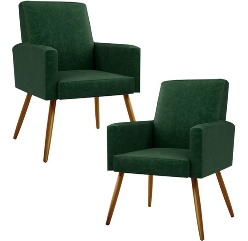Kit 02 Poltronas Maria W01 Pés Palito Facto Verde Musgo