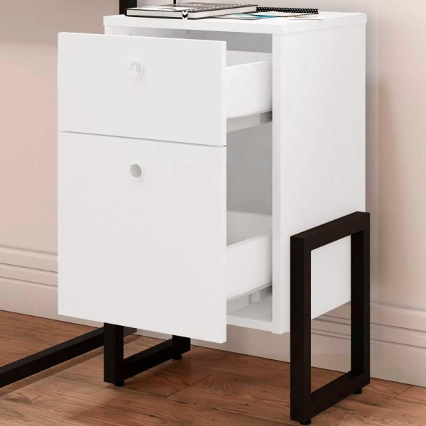 Encontraproduto.com.br - Cabeceira Queen 160Cm Camel 02 Mesa Cabeceira Branco