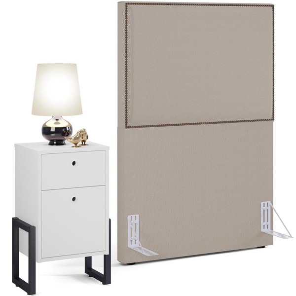 Encontraproduto.com.br - Cabeceira Solteiro 100 Cm Cru Com 1Mesa De Cabeceira Branco