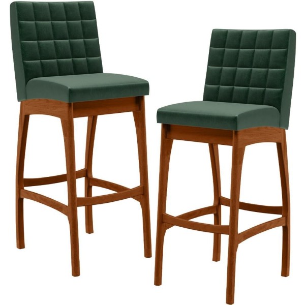 Kit 02 Banquetas Altas Mila Facto Verde Musgo
